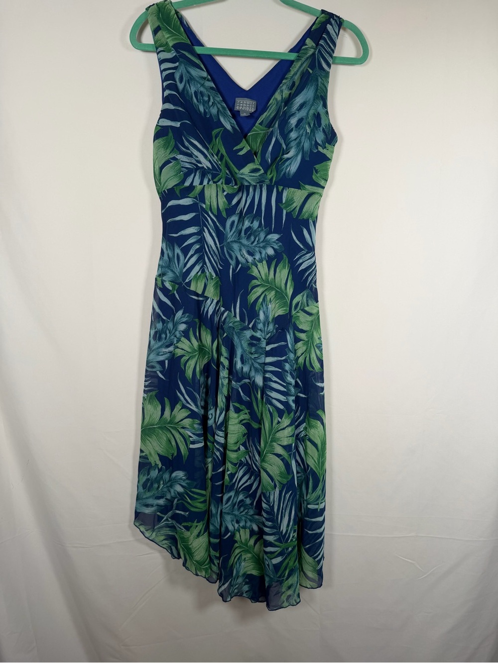 Rabbit Rabbit Rabbit Tropical V-Neck Babydoll Asymmetrical Midi Dress